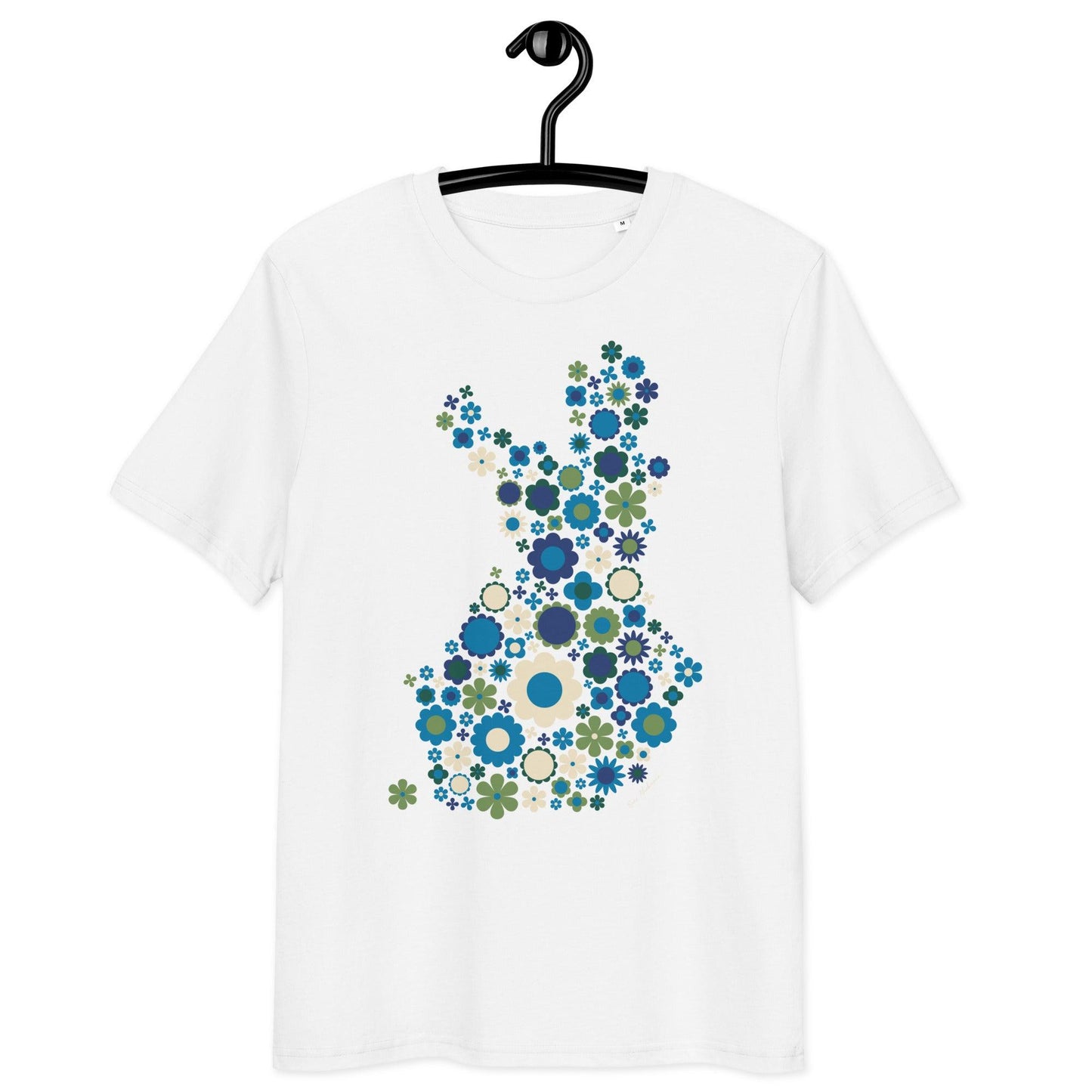 Unisex Organic Cotton T-shirt - FIN BLOOM POP blue green - SHALMIAK