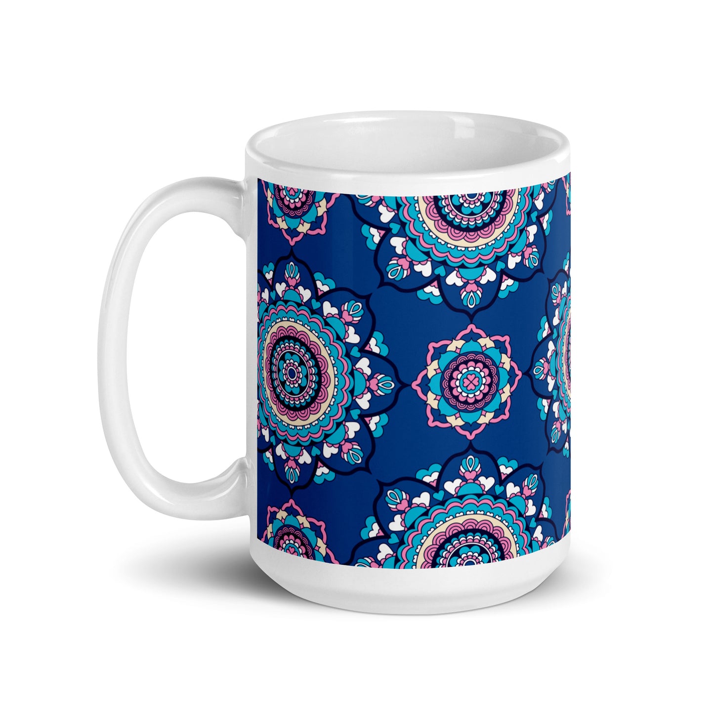 Mug - FOREVERMORE summer blue - Romantic flower and heart print