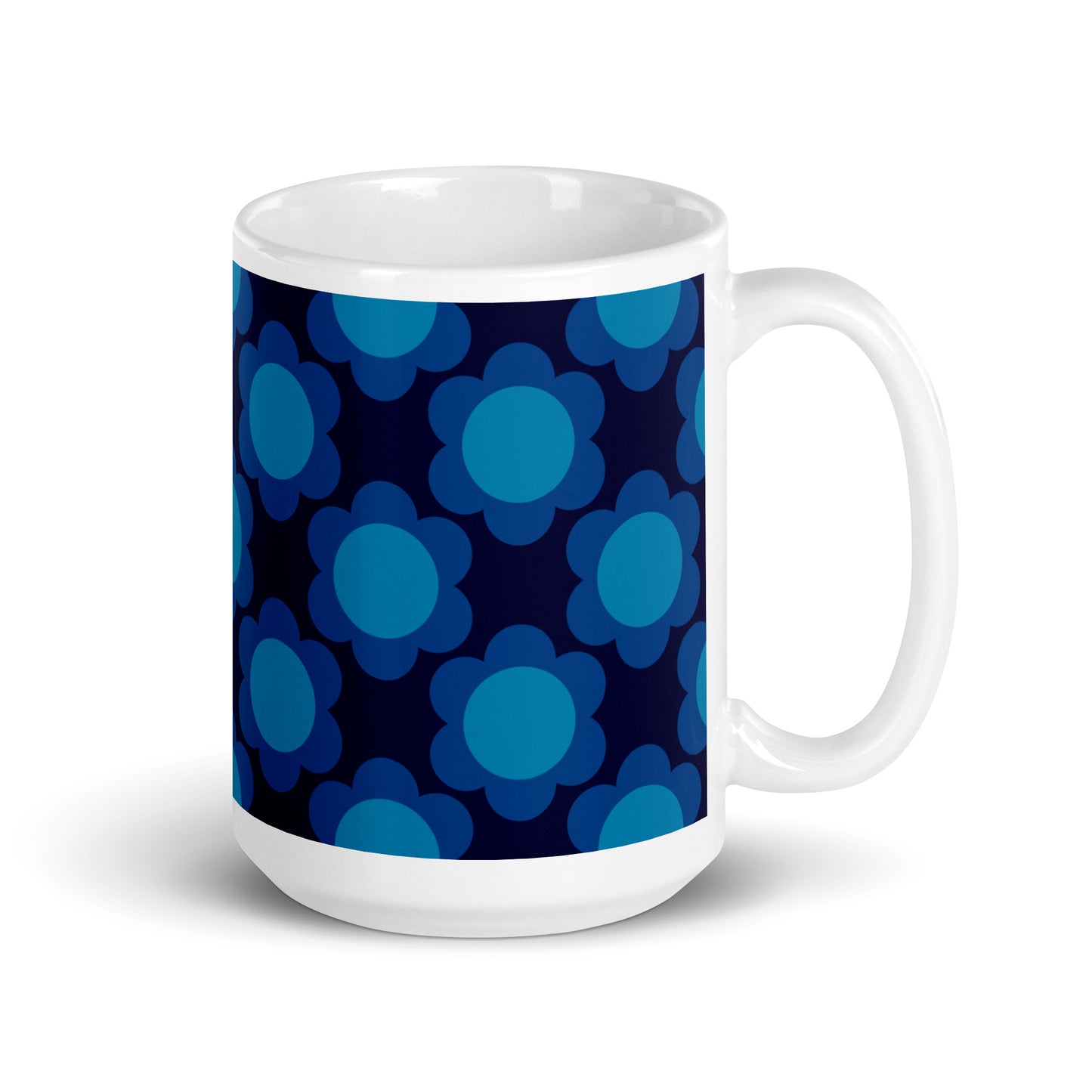 Mug - ELLIE dark blue - Classic floral print 15 oz