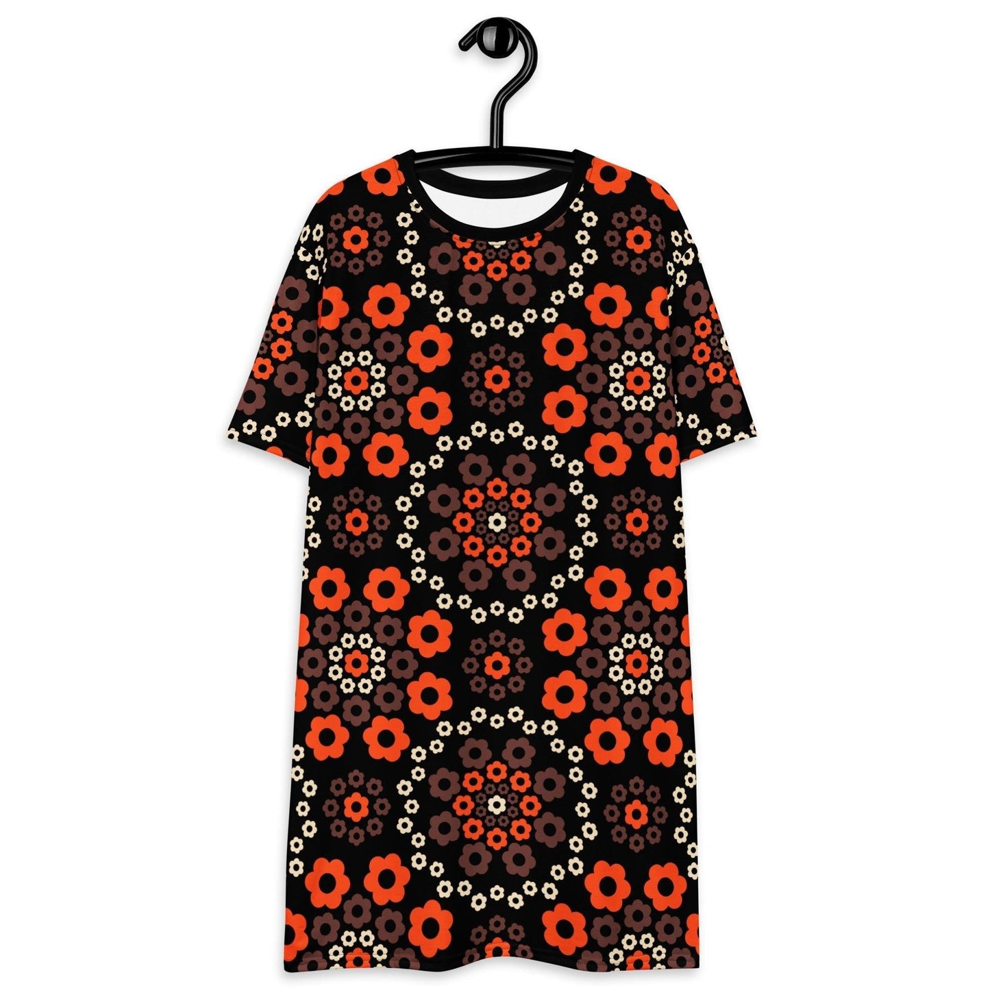 YESTERDAY brown orange - T-Shirt Dress - SHALMIAK