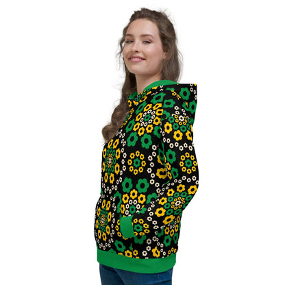 Hoodie - YESTERDAY green - Graphic retro floral print