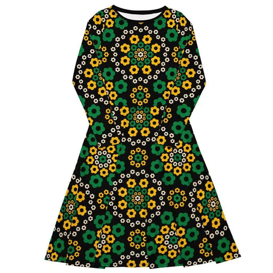YESTERDAY yellow green - Midi Dress With Pockets - SHALMIAK
